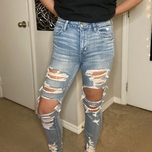 AE next level stretch distressed hi-rise jeggings